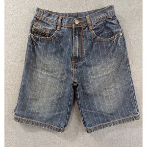 Fubu Denim Shorts Kid SZ 10 Blue The Collection Relaxed Embroidered Whiskers Y2K